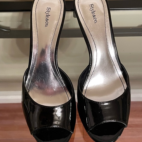Style & Co black ‘patent’ platform sandals size 7.5 - Picture 3 of 16
